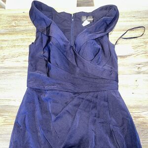 La Femme Navy Blue Off the Shoulder Ruched Lace Trumpet Gown Size 14. $438. 13